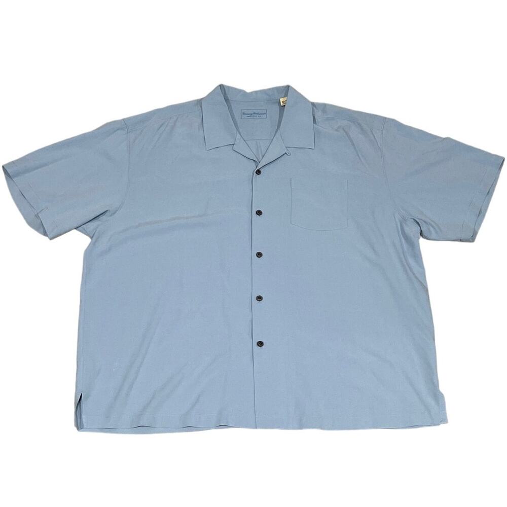 Tommy Bahama Men's Light Blue 100% Silk Short Sleeve Shirt XXL 890-Y